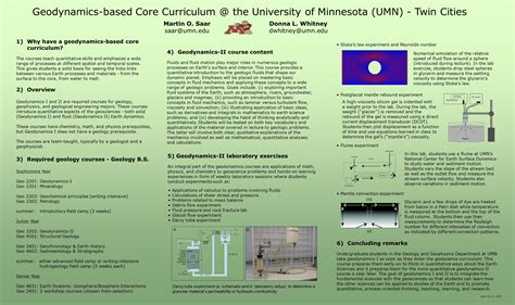 Geodynamics Based Core The University Of Minnesota UMN Twin Cities