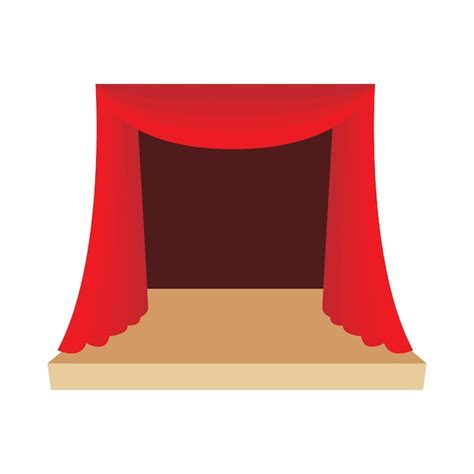 Premium Vector Theater Stage With A Red Curtain Icon In Cartoon Style