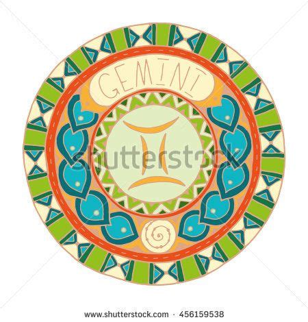 Zodiac Signs Theme Black White Colored Stock Vector Royalty Free