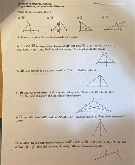 Geom 5 1 5 4 Ans Pdf Worksheet Altitude Median Angle Bisector