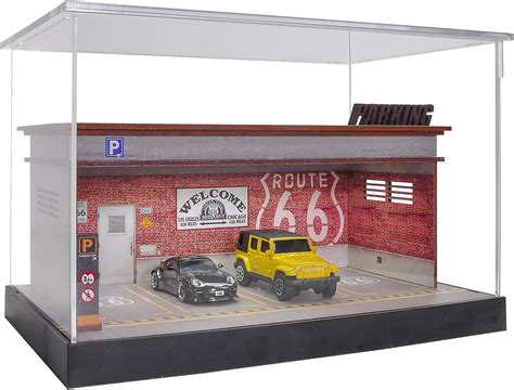 Hot Wheels Vitrina de estacionamiento a presión a escala neumáticos modelo de luz LED