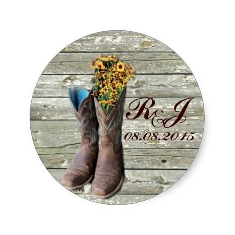 Cowboy Boots Western Country Wedding Thank You Sticker Country Wedding