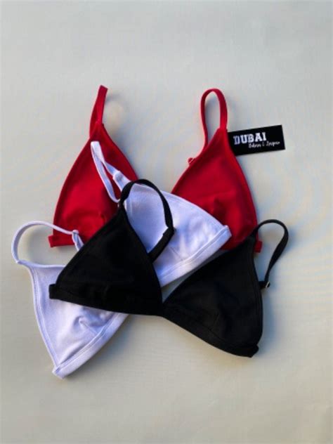 Pack x3 Corpiños Harvey Negro Blanco y Red Cherry Dubai Bikinis Lingerie