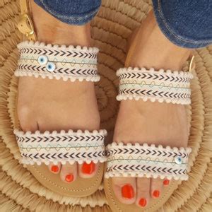 Boho Nude Sandals With Pom Pom Handmade Leather Sandals Beach Wedding Bridal Sandals Etsy