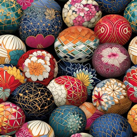 Radiant Temari Spheres: a Nod To Traditional Japanese Artistry Stock ...