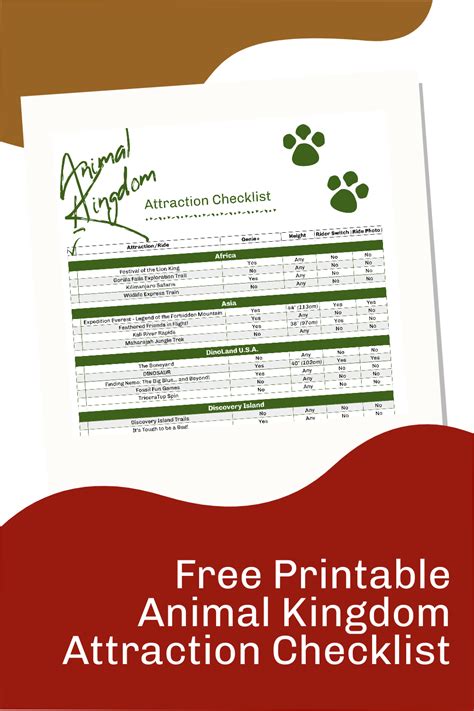 Free Printable Animal Kingdom Checklist Animal Kingdom Animal