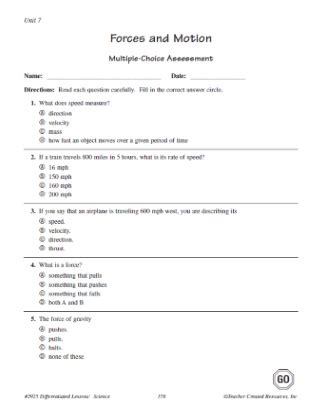 Forces And Motion Worksheets Grade