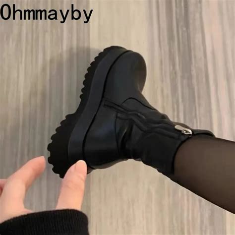 Botines De Estilo Punk Para Mujer Botas Cortas G Ticas Con Cremallera Y