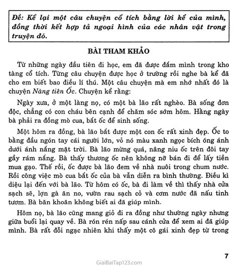 Đề Kể Lại Một Câu Chuyện Cổ Tích Bằng Lời Kể Của Mình đồng Thời Kết Hợp Tả Ngoại Hình Của Các