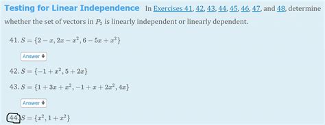 Solved Testing for Linear Independence In Exercises 41, 42, | Chegg.com