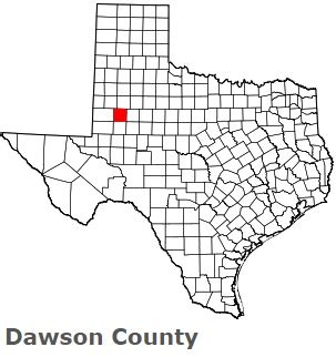 Dawson County on the map of Texas 2024. Cities, roads, borders and ...