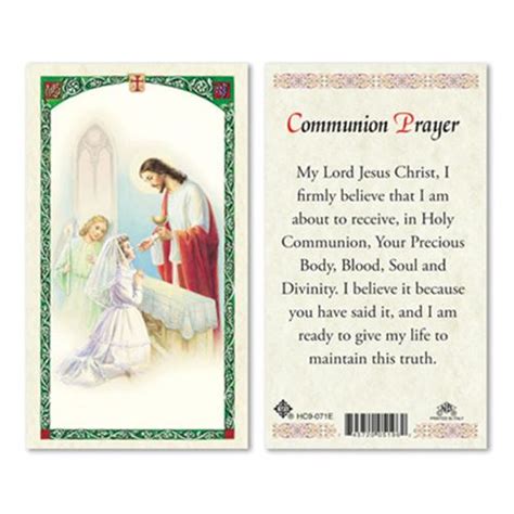 Girl's Communion Laminated Prayer Card Eucharist