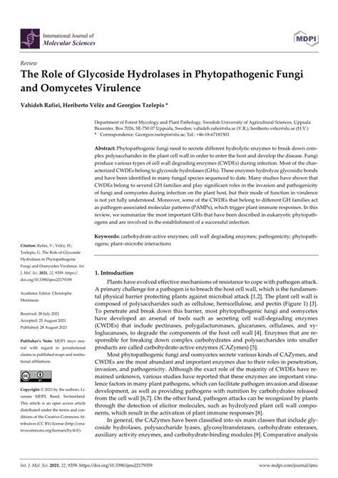 (PDF) The Role of Glycoside Hydrolases in Phytopathogenic Fungi and ... 