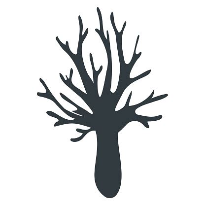 Vector Drawing Of A Tree Crown Doodle Style Isolated On White Background Tree Without Leaves ...