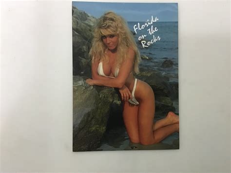 Vtg Risque Sexy Girl Bikini Postcard Florida On The Rocks Unposted