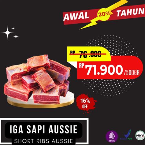 Jual Daging Iga Sapi Aus 100 Halal Import Beef Short Ribs Aus 500gr