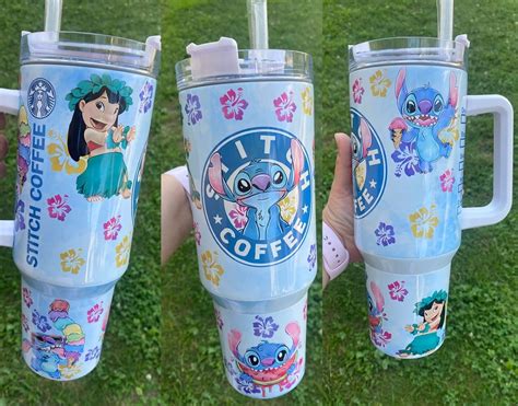 Stitch Cartoon Custom Stanley Cup 40 Oz 30 Oz Tumbler With Handle