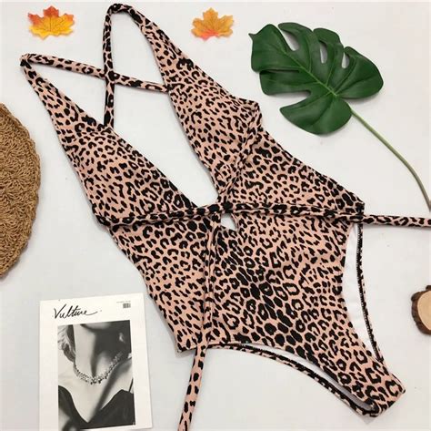 Sexy Women One Piece Bikini Monokini Swimsuit Beach Backless Swimwear Beachwear Women Leopard