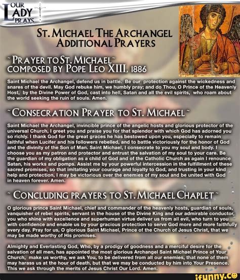 OUR ADY PRAYS ST. MICHAEL THE ARCHANGEL ADDITIONAL PRAYERS RA YER TO ST. MICHAEL the world the ...