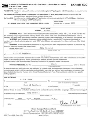 Fillable Online Imrf Exhibit Cc Suggested Form Of Resolution To Allow