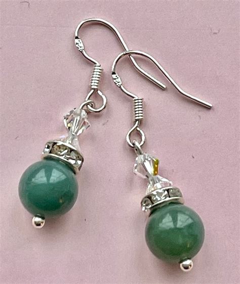 Green Moss Agate Earrings Green Earring Gemstone Earrings Etsy