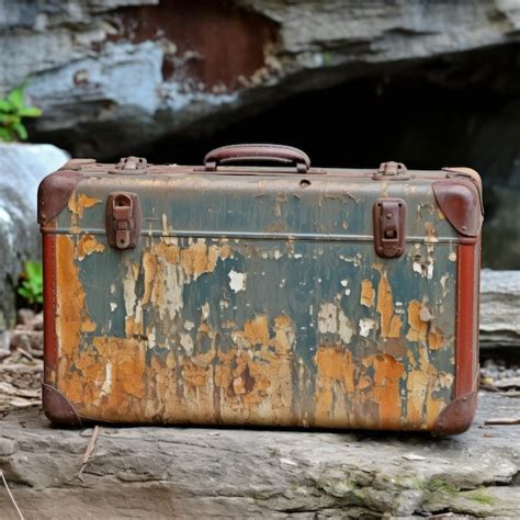 Premium Photo | Vintage suitcase with peeling green and yellow paint ...