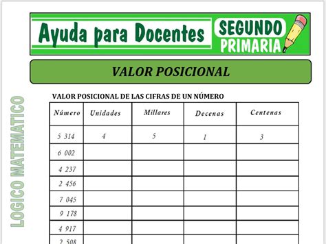 Valor Posicional Para Segundo De Primaria Ayuda Para Docentes