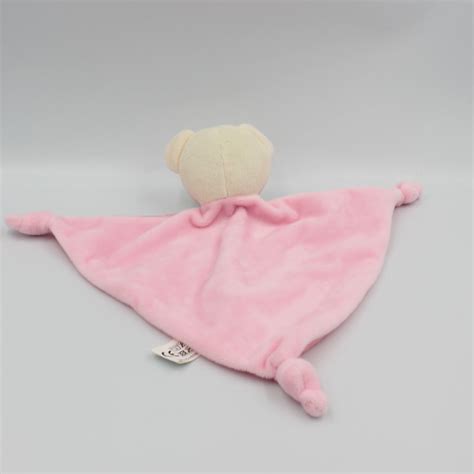 Doudou plat ours rose étoiles RPC