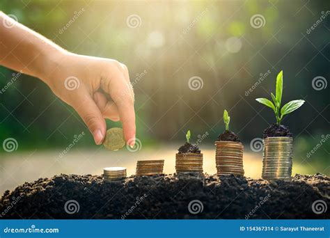 Money Growth Saving Money Upper Tree Coins To Shown Concept Of Growing