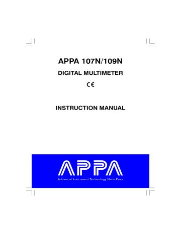 APPA 107N/109N | Manualzz