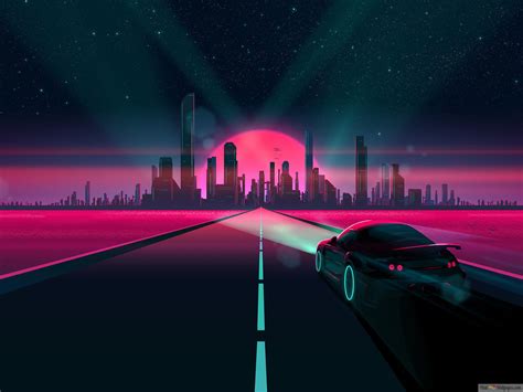 Neon City Night Sky 4K wallpaper download