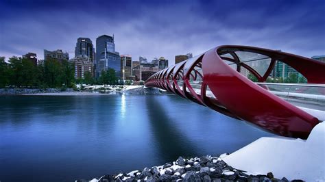 Calgary 4K Peace Bridge Alberta Downtown Canada HD Wallpaper