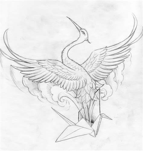 Japanese Crane Sketch At Explore Collection Of