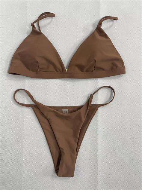 Solid Color Sexy Bikini Bikini Women S Two Piece Swimsuit Set On Luulla