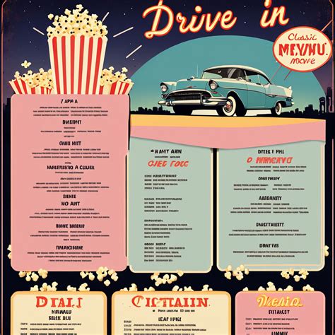 Drive-in movie themed retro food menu by Brock Hitzfield - Playground