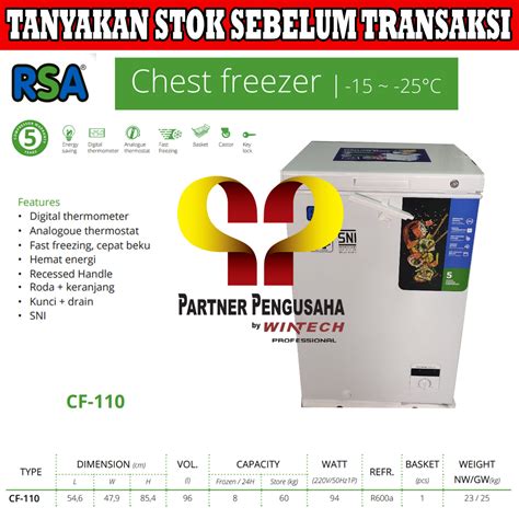 Jual Rsa Cf Cf Cf Chest Freezer Box Peti Pembeku Garansi