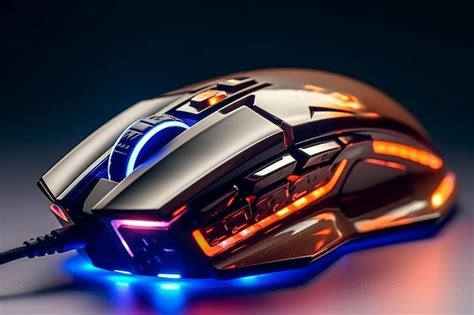 Premium AI Image | a computer mouse with a blue led light that is lit up.