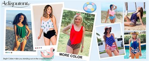 Amazon Women High Waisted Bikini Swimsuit Plus Size Flounce Top Vintage Tummy Control