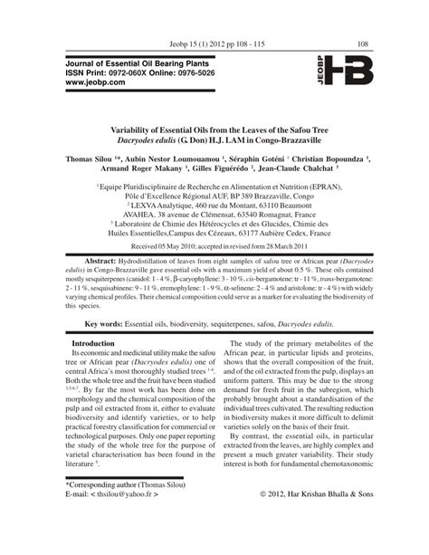 (PDF) Variability of Essential Oils from the Leaves of the Safou Tree ...