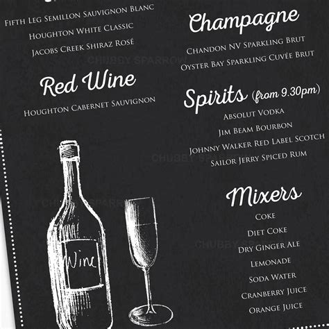 Drink Menu 12 Examples