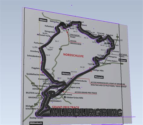 STL File NURBURGRING NORDSCHLEIFE TRACK LARGE VERSION 3D Printing