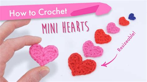 How To Crochet Flat Mini Hearts Multiple Sizes Easy Beginner