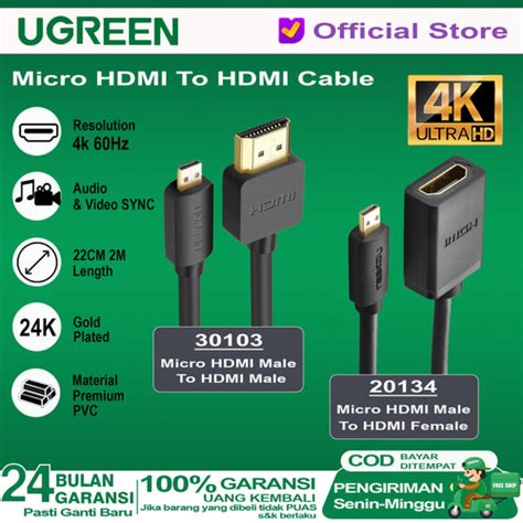 Jual Kabel Micro Hdmi To Hdmi Ugreen Ultra Hd K Hdmi Female