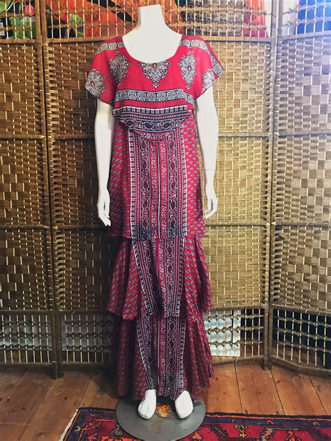 Vintage 70s Ayesha Davar Maxi Long Gauze Dress Very Rare Size Etsy