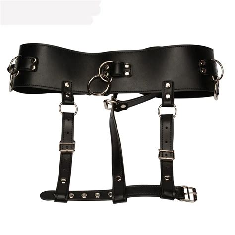 Pu Leather Bondage Restraints Harness Strapon Sex Toy Forced Orgasm Belt Female Chastity Belt