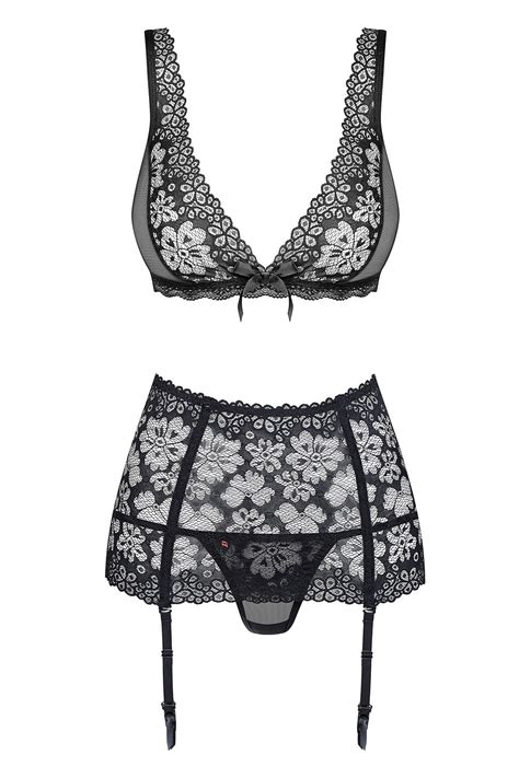 Obsessive Womens Lace Sexy Lingerie Set 856 Seg 1 Black