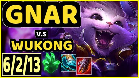 Gnar Vs Wukong 6213 Kda Top Gameplay Na Ranked Grandmaster Youtube