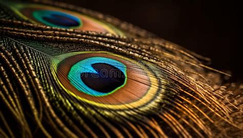 Vibrant Peacock Feather Displays Iridescent Beauty In Nature Generated