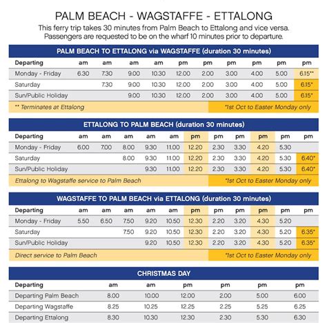 Palm Beach Ferry Timetable | Fantasea Cruising