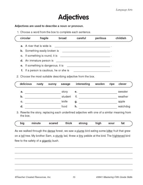 Adjective Worksheets For Elementary And Middle School Yourdictionary